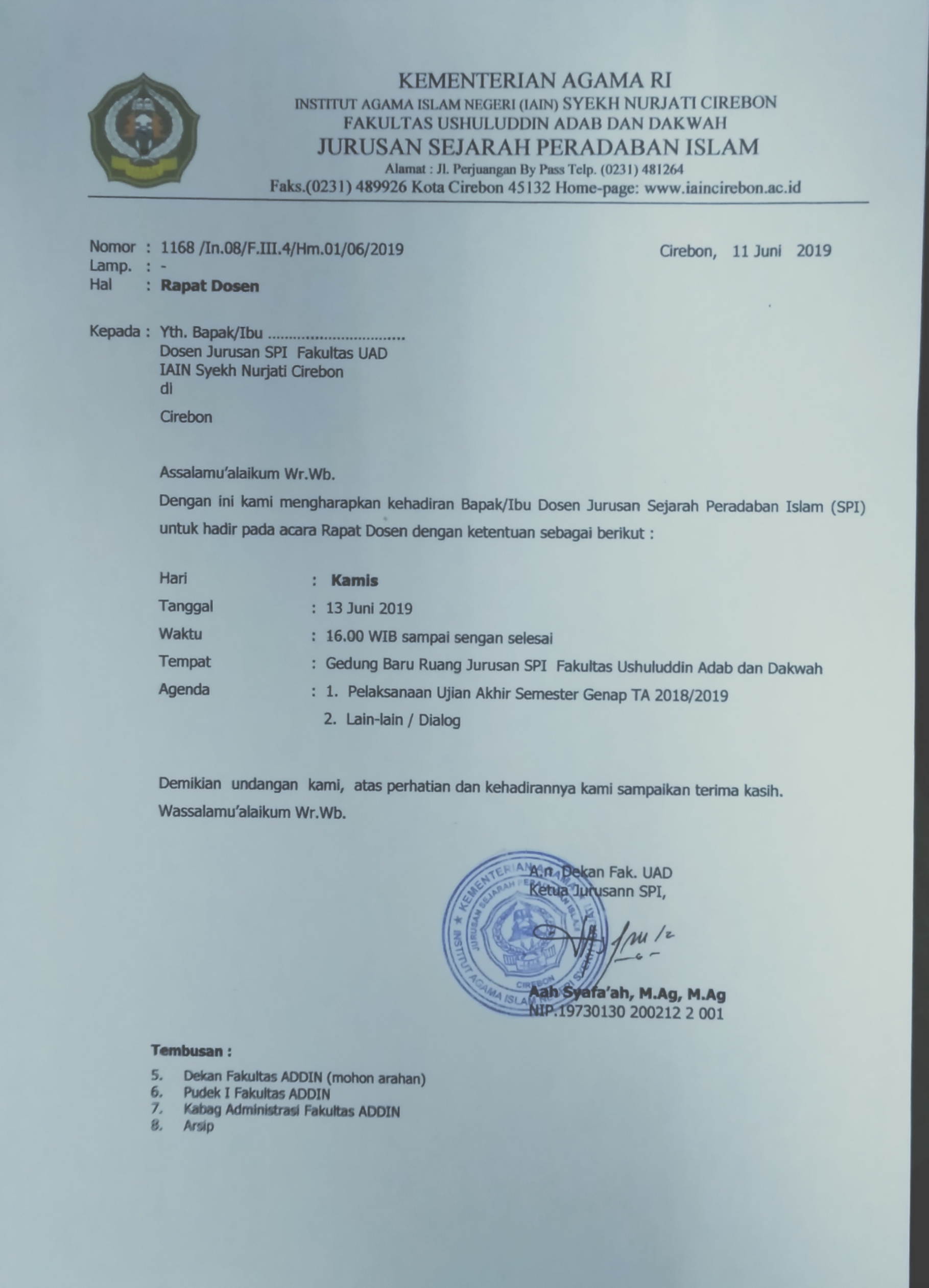 RAPAT DOSEN JURUSAN SEJARAH PERADABAN ISLAM SPI