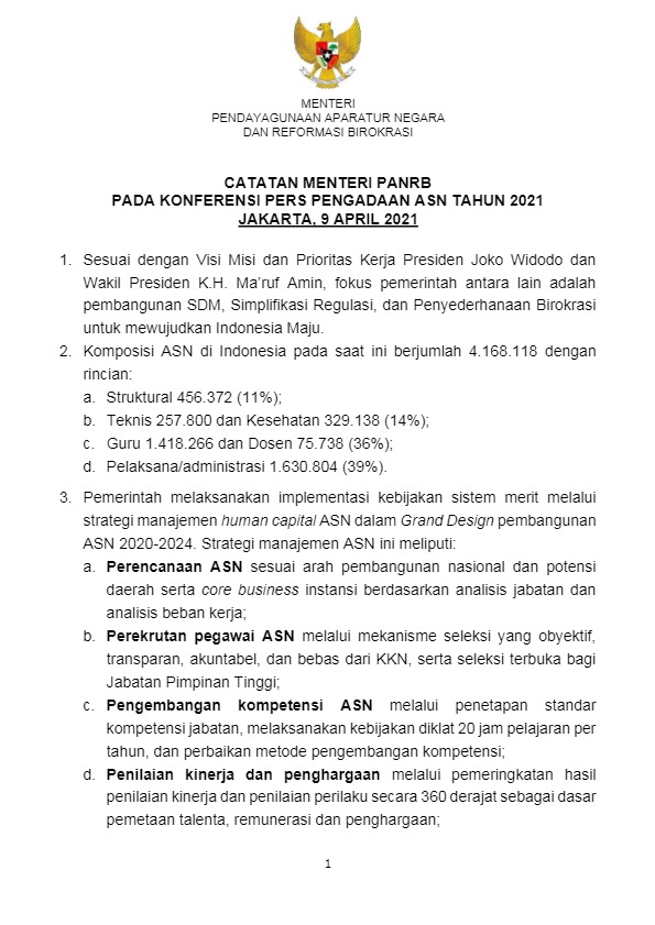 SURAT EDARAN ASN TAHUN 2021