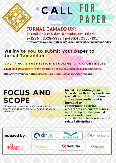 Call For Paper Jurnal Tamaddun Tahun 2019