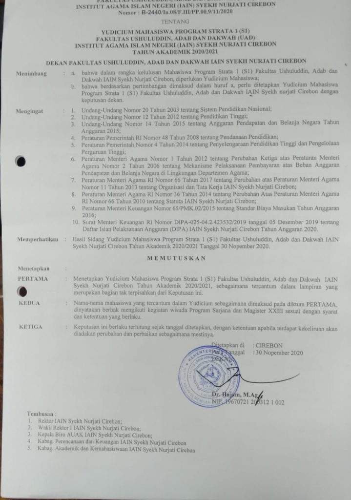 YUDICIUM MAHASISWA PROGRAM STRATRA S.1 JURUSAN SKI