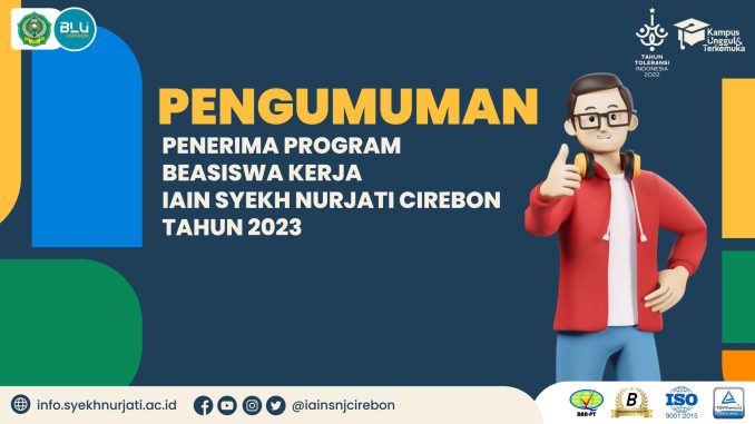 PENGUMUMAN PENERIMA PROGRAM BEASISWA KERJA IAIN SYEKH NURJATI CIREBON TAHUN 2023