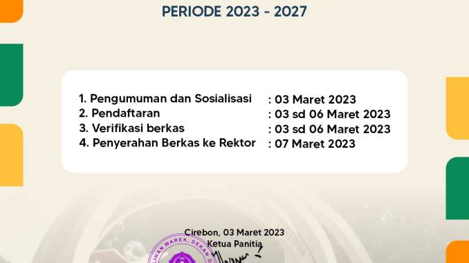 Pengumuman Pemilihan Bakal Calon Wakil Rektor, Dekan dan Direktur Pascasarjana IAIN Syekh Nurjati Cirebon Periode 2023-2027