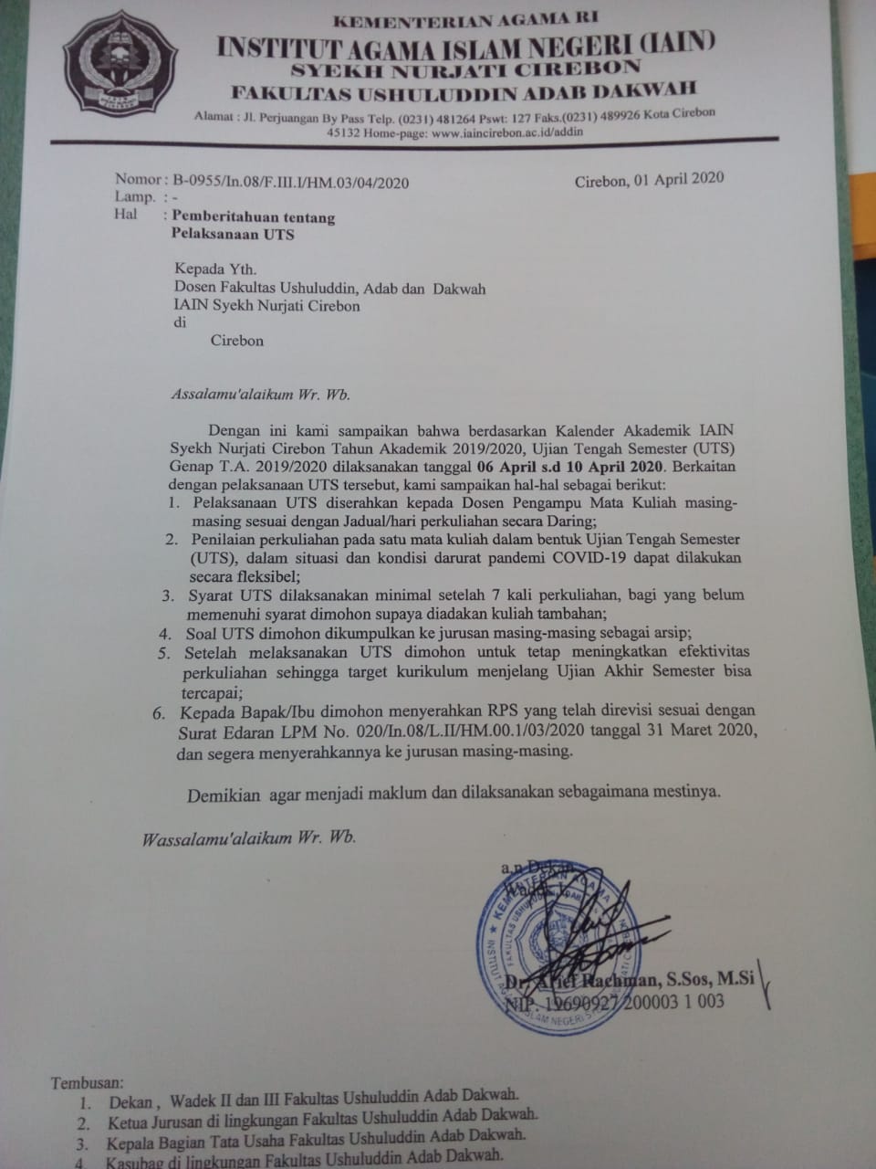 PEMBERITAHUAN TENTANG UTS JURUSAN SKI